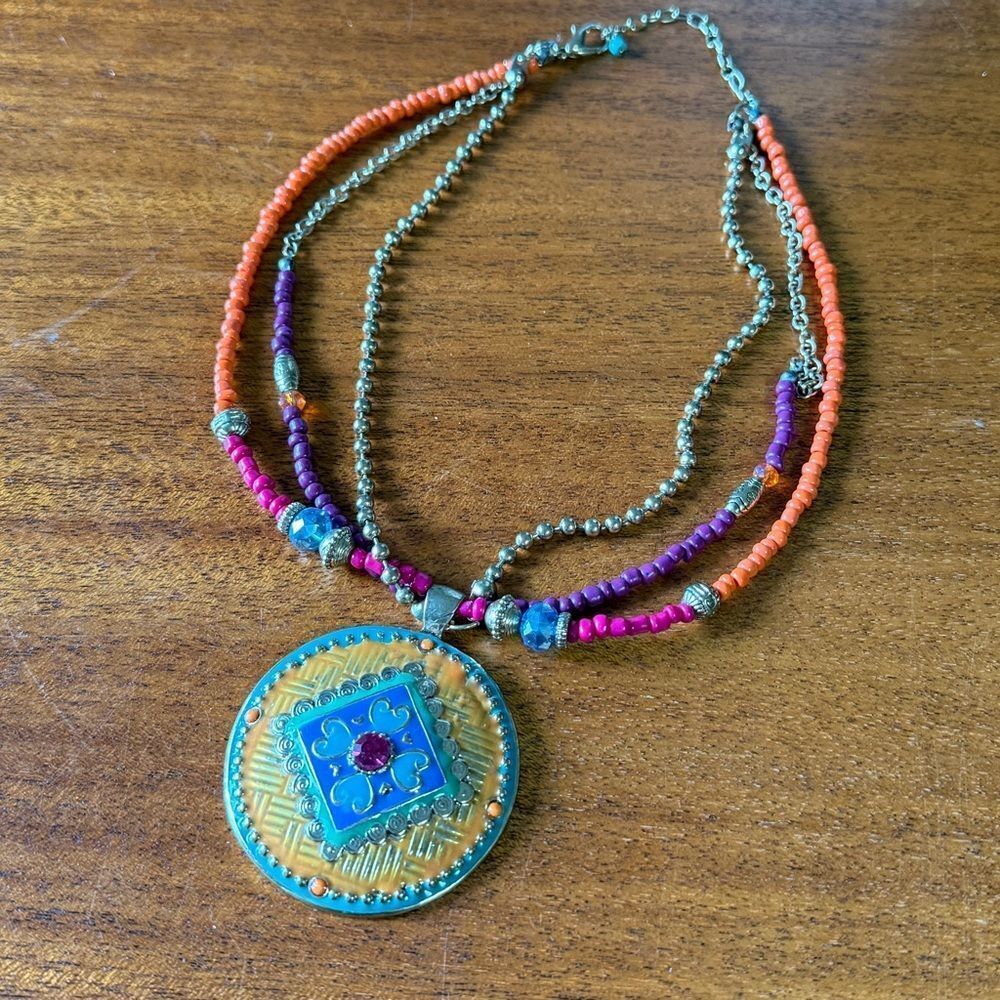 Multicolor Beaded Multi Layer Pendant Necklace Or… - image 6